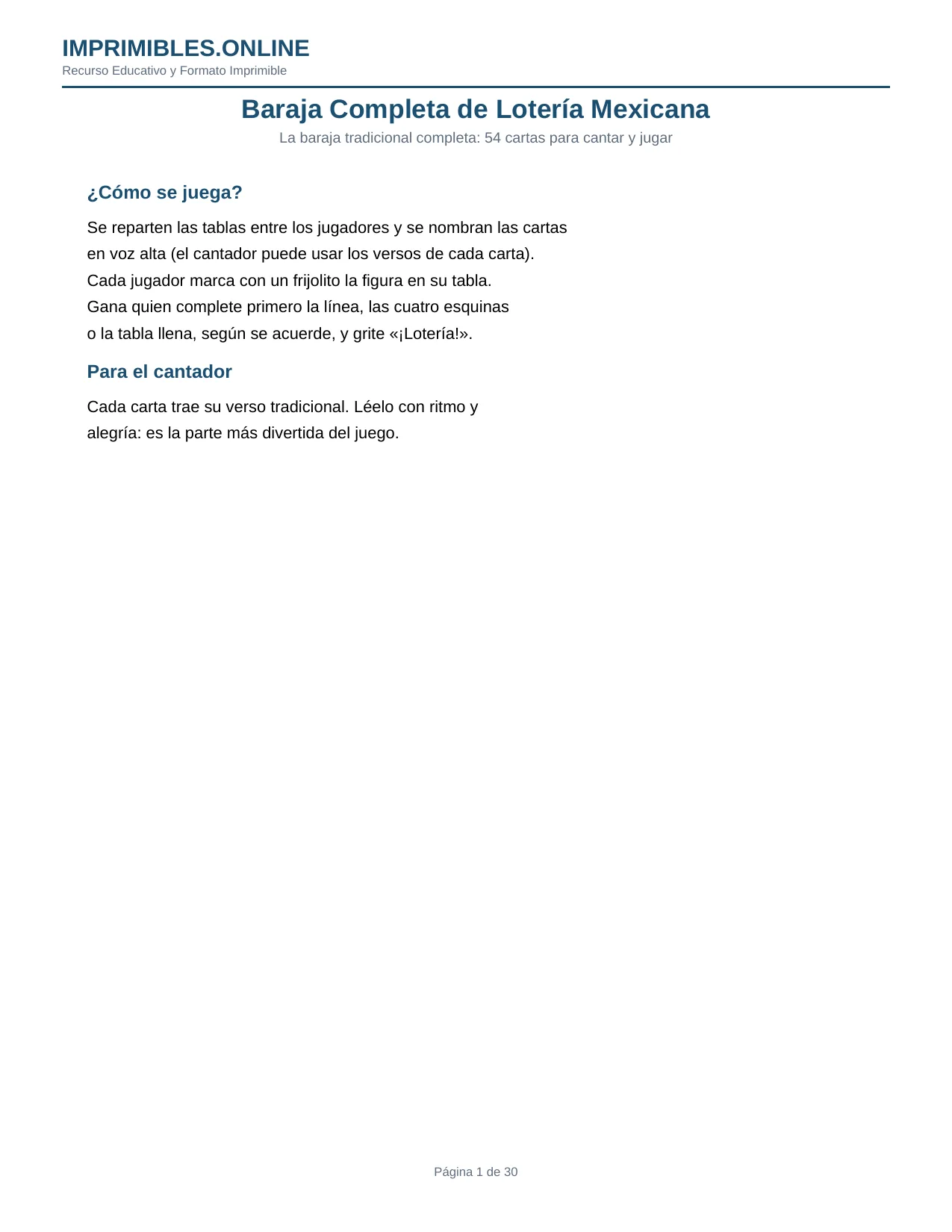 Baraja Completa 54 Cartas en PDF - Página 1