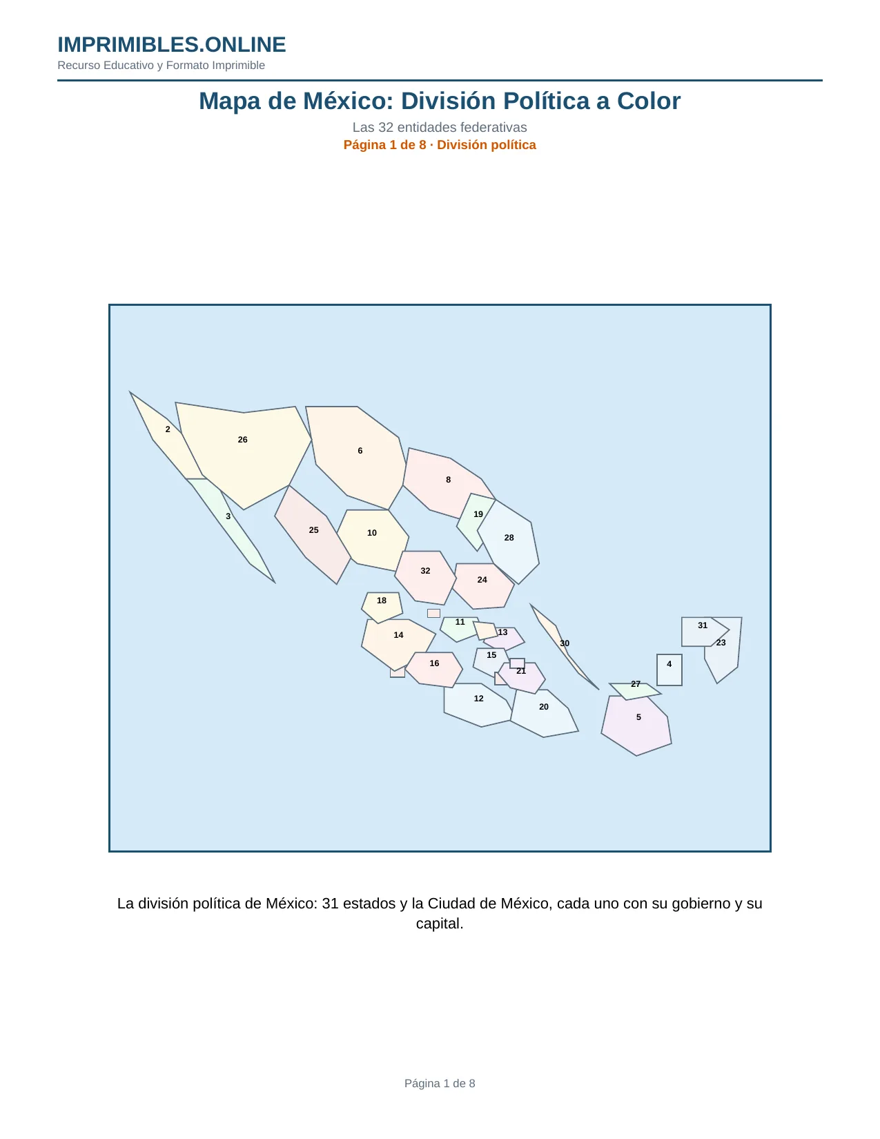 División Política A Color en PDF - Página 1