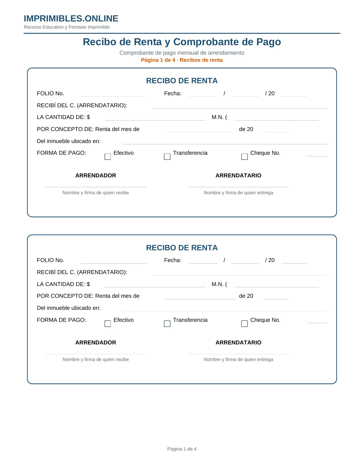 Recibo de Renta Comprobante en PDF - Página 1
